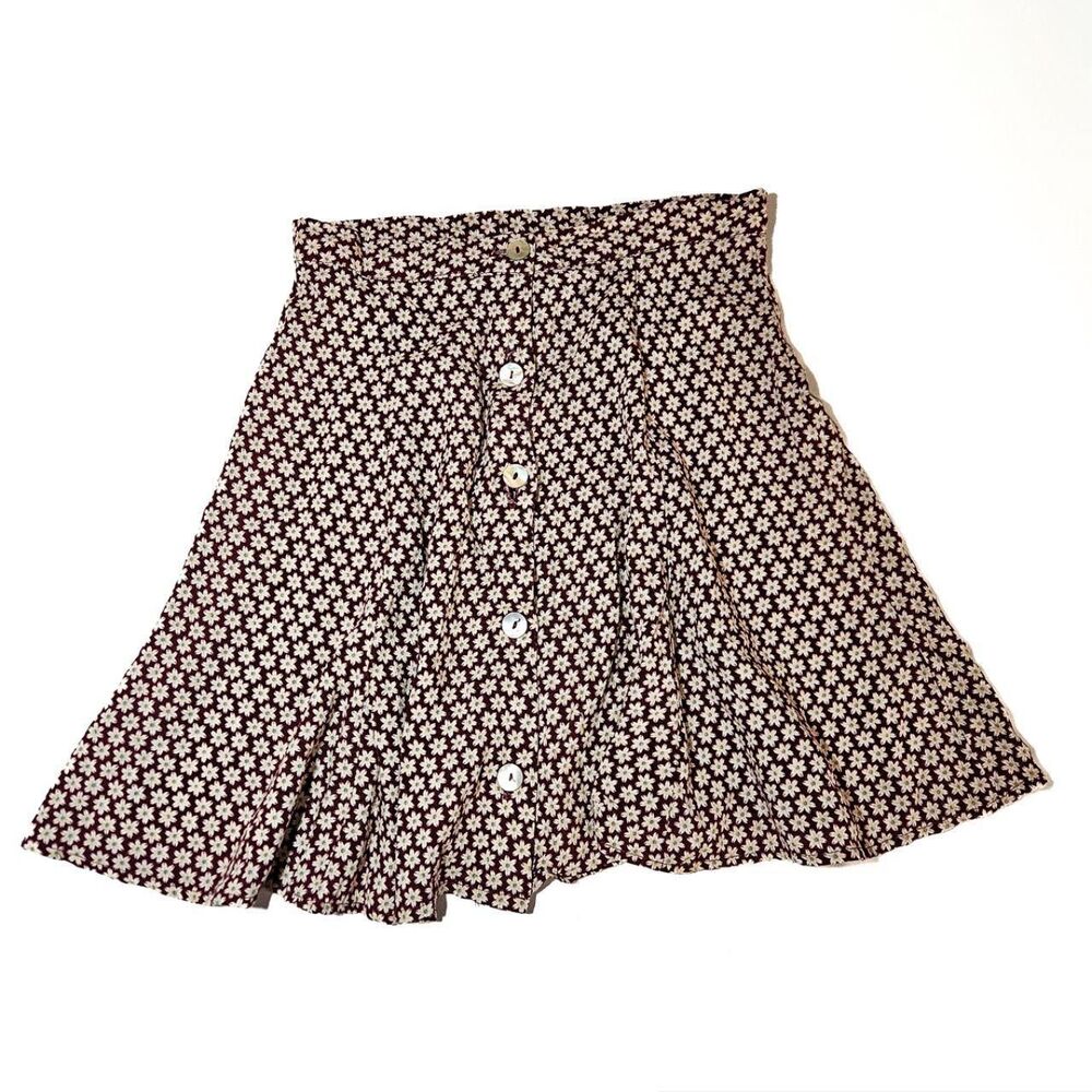 A. Byer Brown Mini Skirt with Cream Floral Print